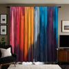 Set Of 2 Artistic Classic Striped Color Block Printed Curtains Bagged Home Decoration Room Curtain Polyester