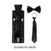 Men Women 3-In-1 Sparkly Fish Scales Sequins Y-Back Adjustable Suspenders Bowite Necktie Set Outfits Cosplay Costume  Yellow