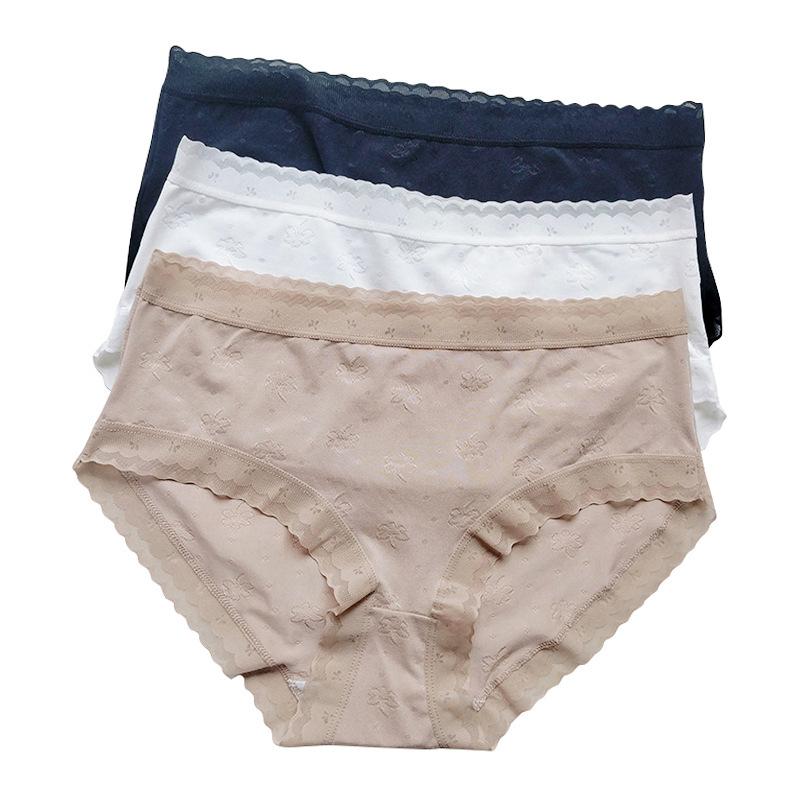 Soft High Elasticity Briefs Thin Breathable Ice Silk Underwear for Women Pure Cotton Crotch Mid Waist Plus Size Underwear Panties