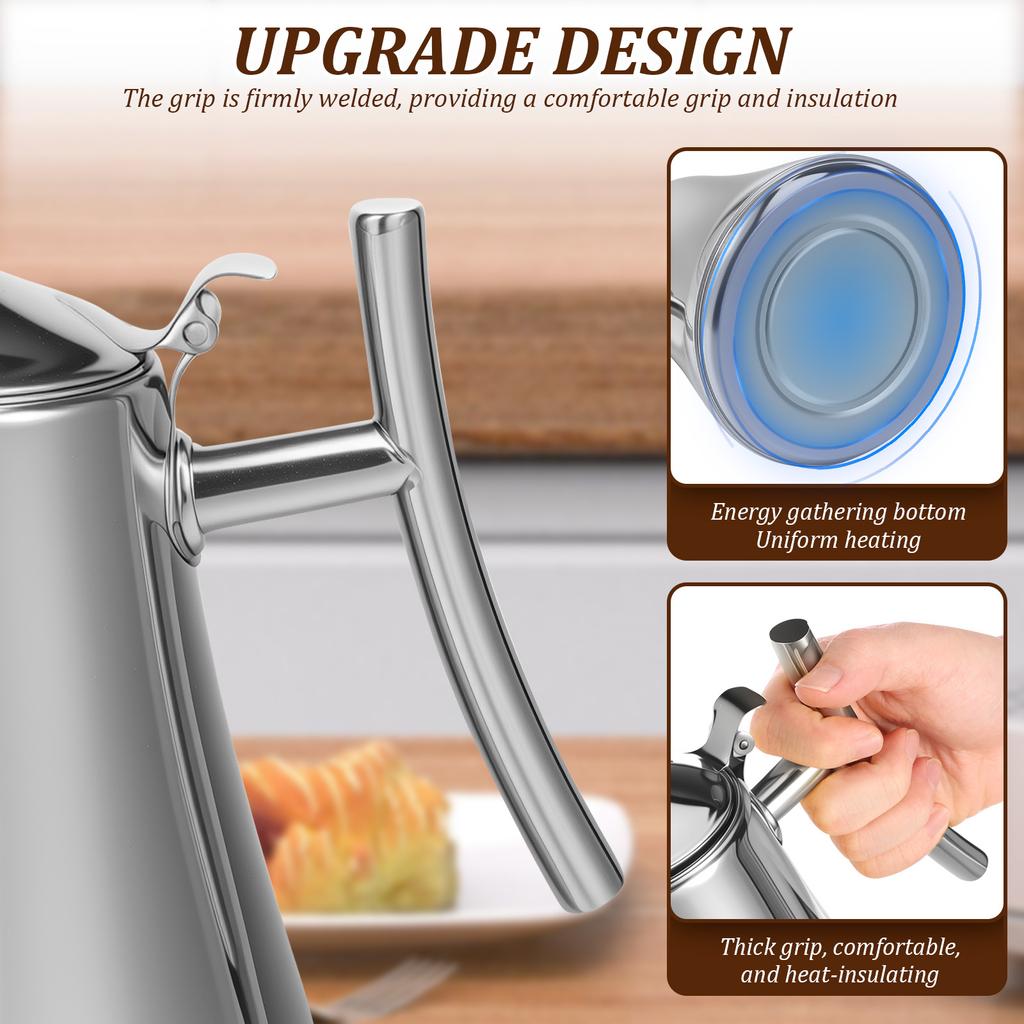 Tea Kettle Thickened Stainless Steel Kettle Coffee Pot Tea Pot With Filter Household Use Flat Bottom Universal Pot For Tea And