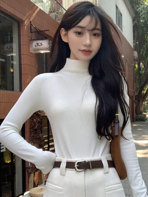 Autumn/Winter Pure Desire Spicy Girl Long-Sleeve Cropped T-shirt: Slimming, Flattering, Versatile Base Layer for Women.