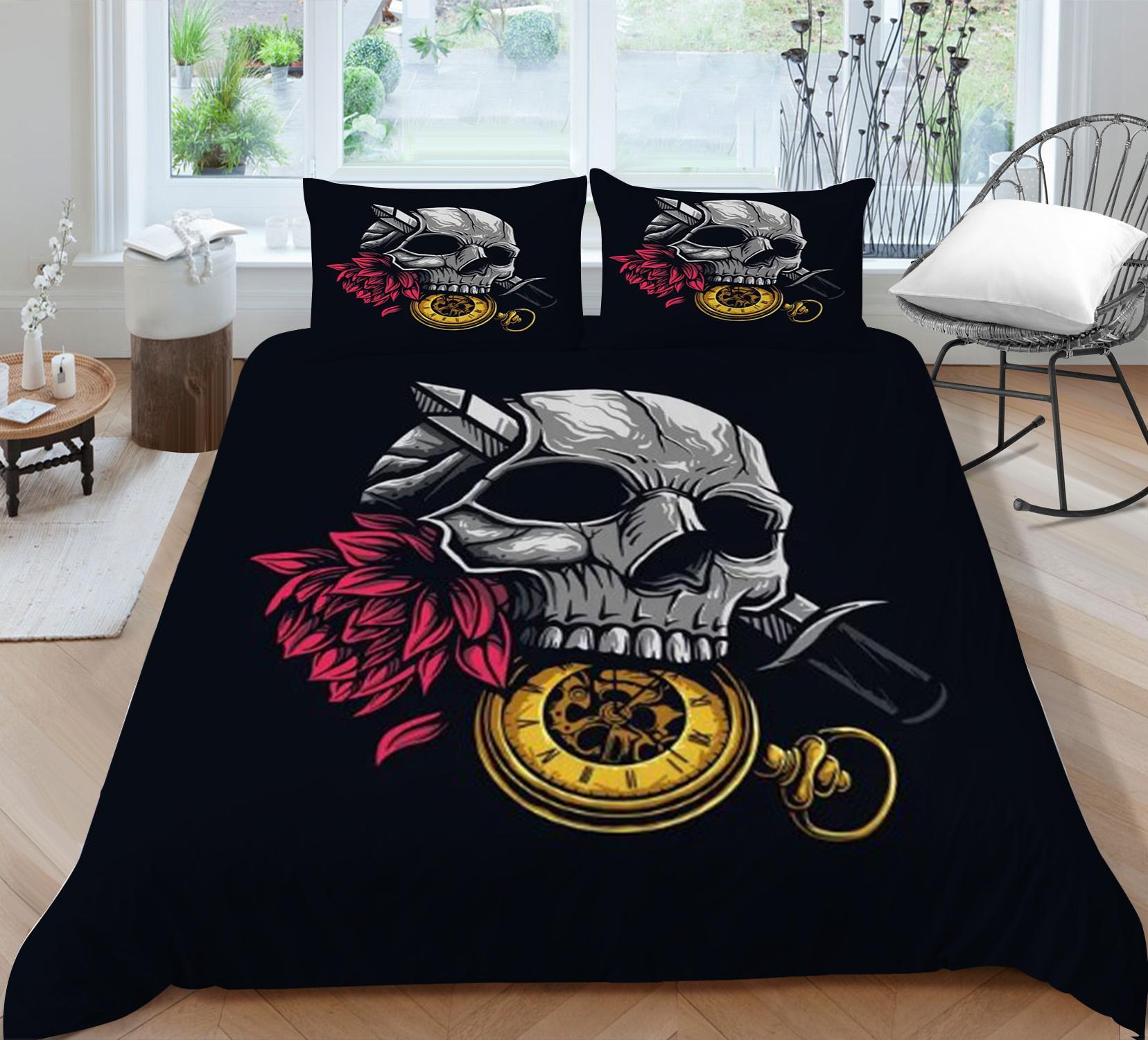 

3D череп из микрофибры пододеяльники для мужчин и мальчиков Роскошные модные чехлы комплект постельного белья домашний декор для спальни постельная одежда EU Single 135x200cm