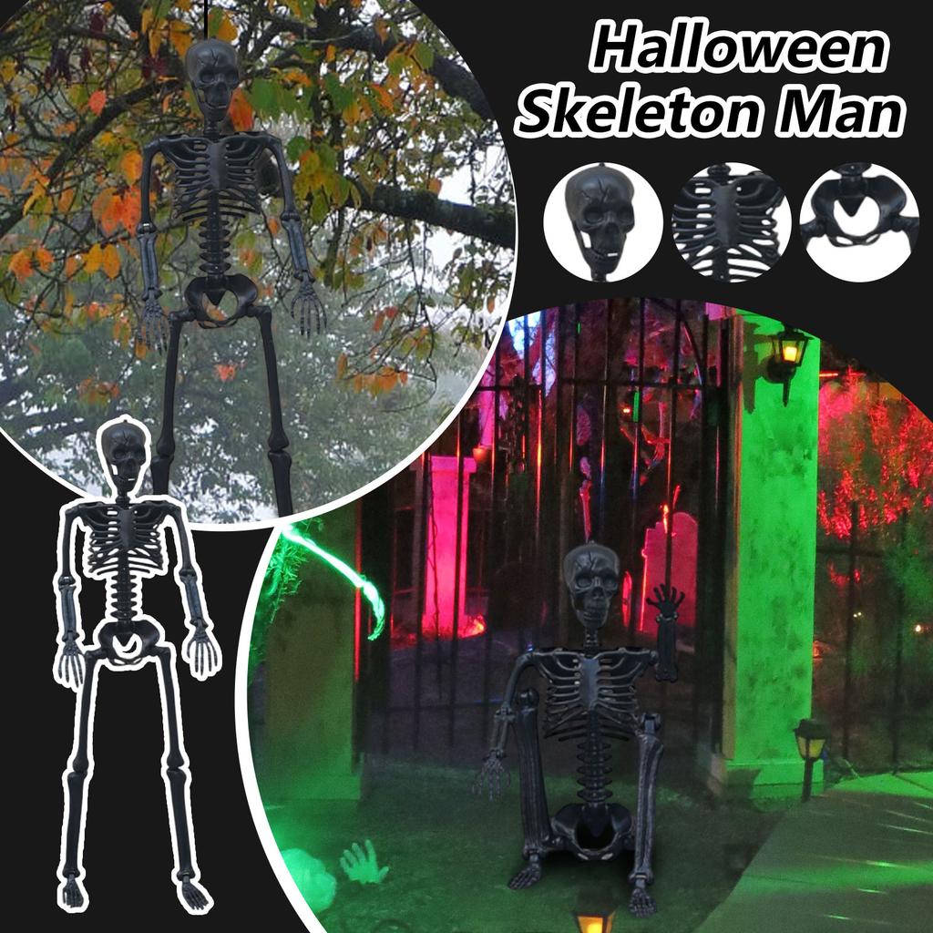 Halloween Skeleton Skeleton Man Black 90cm Standing Hanging Decoration Haunted House Bar Courtyard Decoration