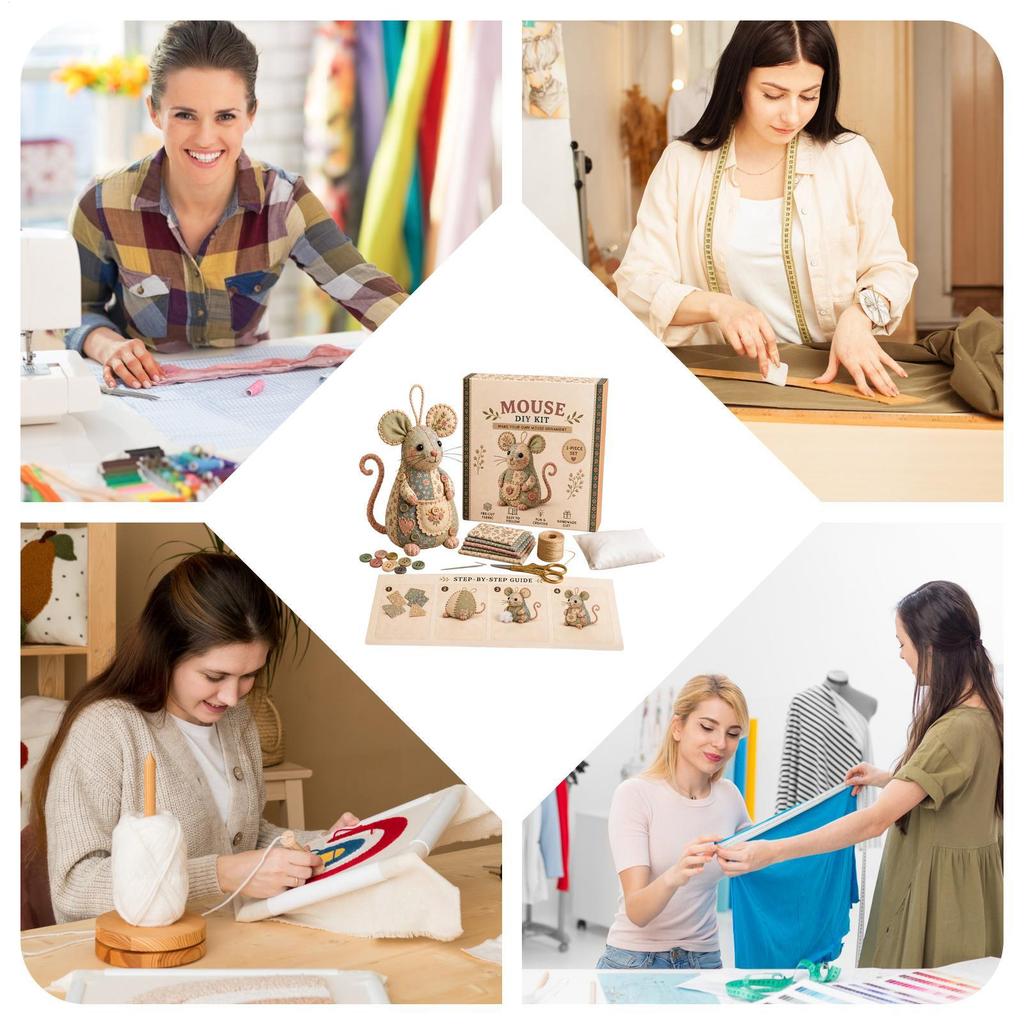 Embroidery Animal Kit Cute Mouse Handmade Ornament Embroidery Animal Kit For Beginner For Adults Women Men Home Living Room