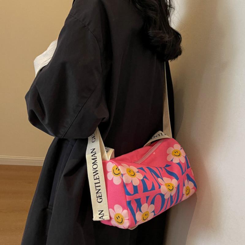 Chic Animal Print Canvas Crossbody Bag with Adjustable Strap - Casual Everyday Shoulder Purse for Women