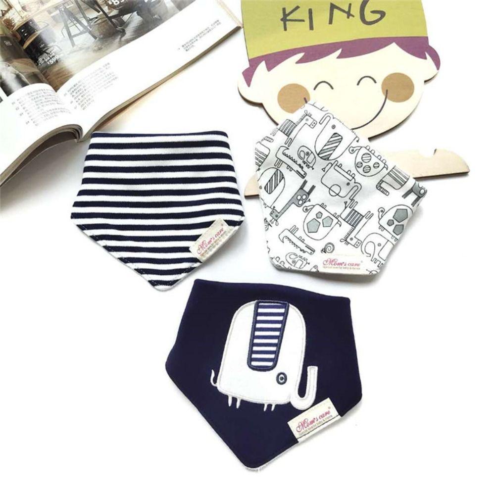 Soft Texture Drool Bibs Stripes Pattern Saliva Towels 3pcs Set Bandana Bibs Burping Time