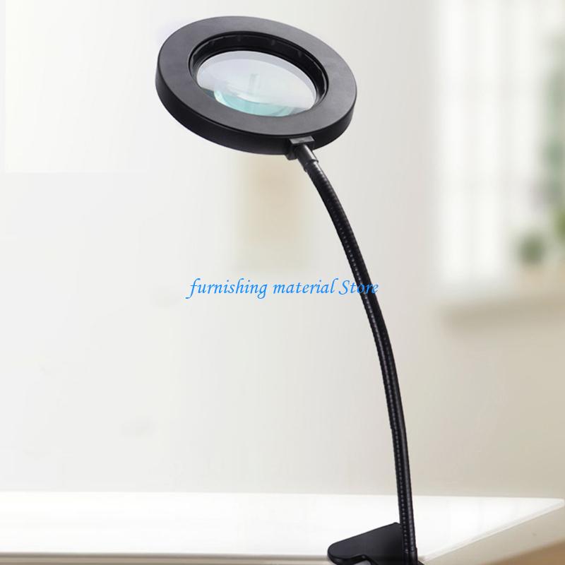 Y5GD 10X Desk Lamp with Light LED Magnifier Desk Lamp with Clamp Close