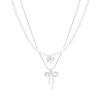 Gentle and Sweet Temperament Double Stacked Bow Necklace Female Niche Pearl Collarbone Chain Neck Chain
