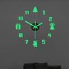 Christmas 3D Wall Clock Glow-in-the-dark Frameless Acrylic Clock Silent Home Office Bedroom Living Room Digital Analog Clock Decoration