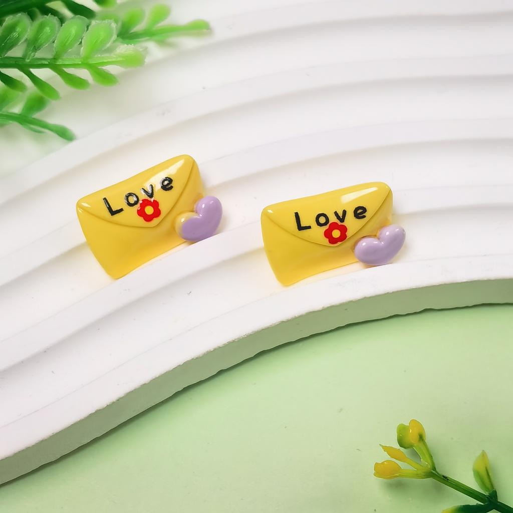 100pcs Valentine's Day Cute Love Heart Envelope Love Letter Resin Charms for Earrings Necklace Keychain Diy Jewelry Making