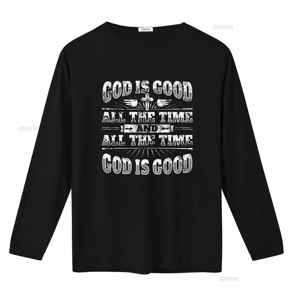 Cool Christian Saying T Shirt God Is Good All The Time Vintage Washed Streetwear Soft Top For Everyday Wear Designer Clothes