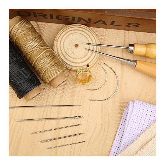 YFFSFDC 14PCS Leather Technology Leather Tools Set Hand Sewing Machine Sewing Tools Leather Tools Wax Thread Needle Sewing Thread Presser Tool DIY