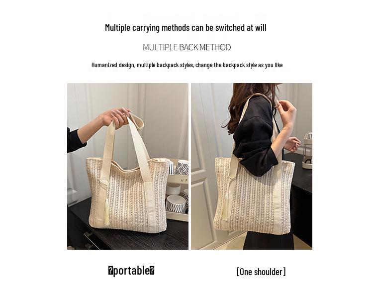 Woven Straw Crossbody Shoulder Bag - Large Capacity, Casual & Versatile Women's Summer Handbag