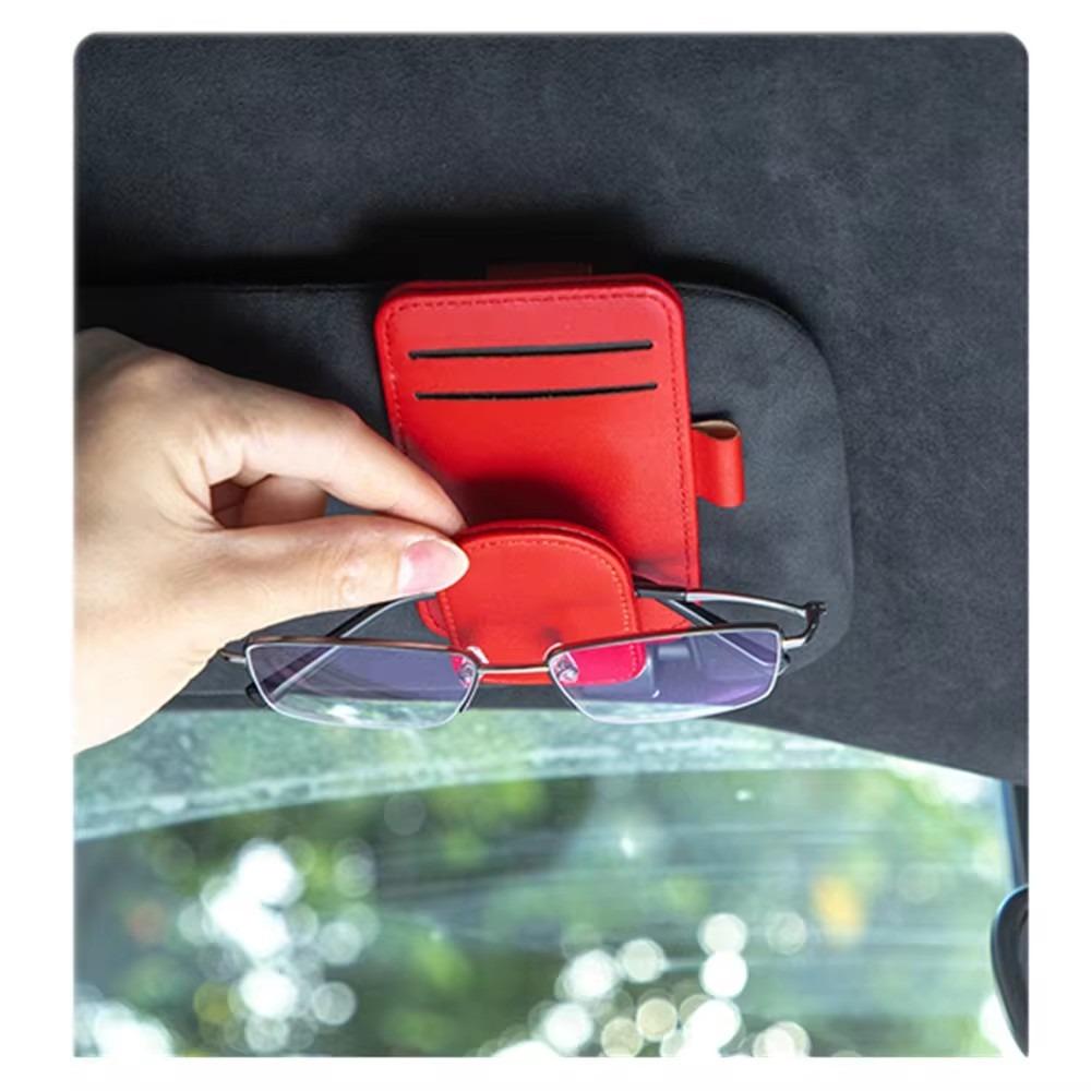 Multifunctional Leather Glasses Storage Clip Ticket Card Holder Interior Accesories Car Sun Visor Magnetic Eyeglass Hanger Clip