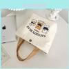 Cute Letters And Cartoon Bear Print Casual Hand Held Canvas Bag For Daily
