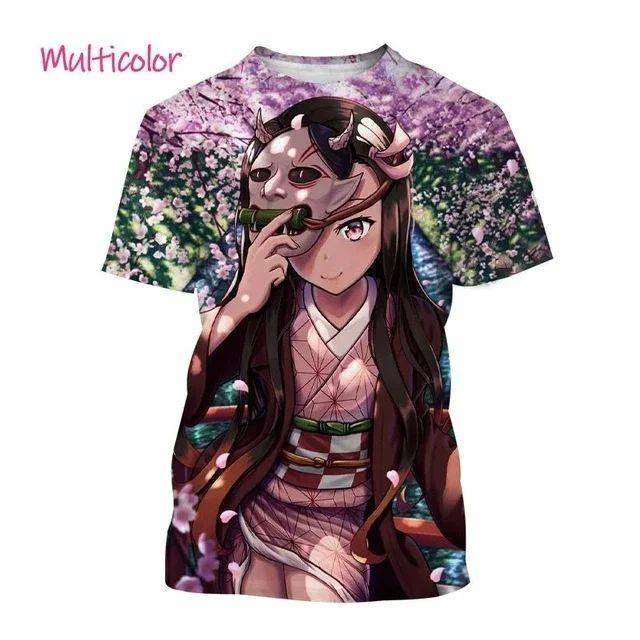 Summer Nezuko Kamado 3D Personalized Anime Printed T-shirt Fashion Men and Women Devil Slaye Short Sleeve Hip Hop T-shirt