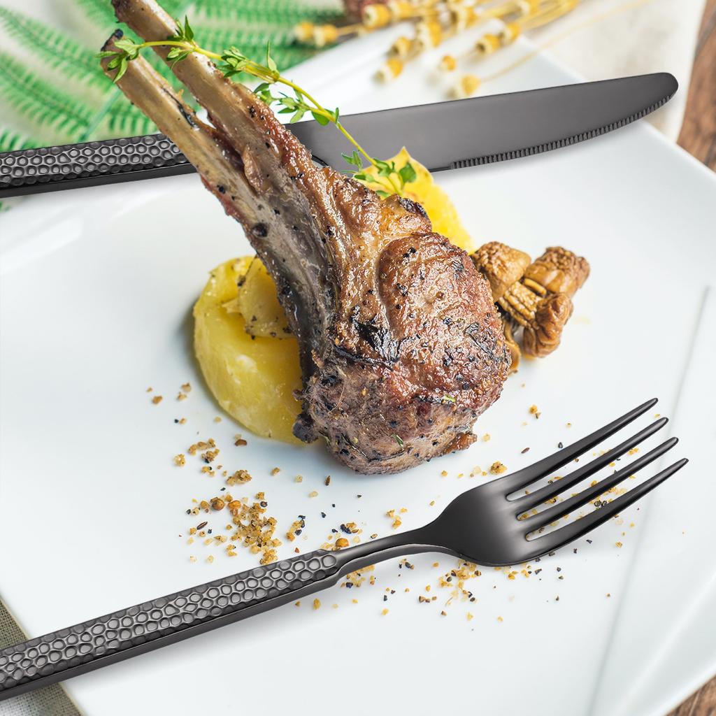 Thickened Cutlery Set 430 Stainless Steel 24 Piece Set Gift Box Home Western Style Steak Hammer Pattern Knife Fork Spoon