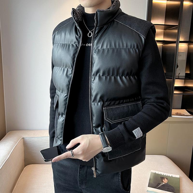 Autumn and Winter New Men's Vest, Vest, Thermal Stand-up Collar, Light Luxury Vest Jacket