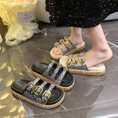 Summer New Thick-soled Breathable Non-slip Beach Shoes Casual One-word Drag 2025 Retro Versatile Birkencool Slippers