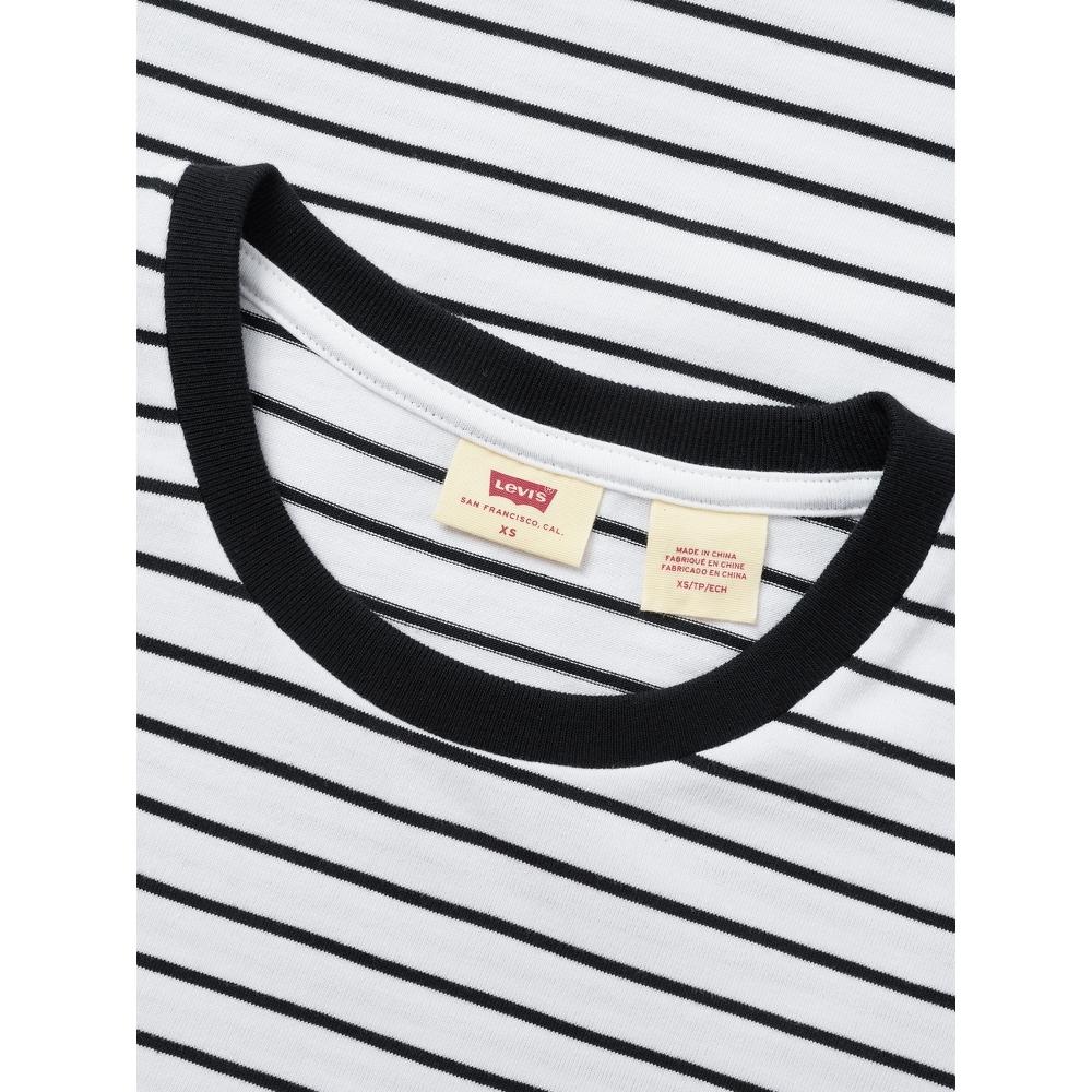Levis Striped Comfortable Knit Ribbed Crew Neck Short Sleeve T-Shirt Women T-Shirts 0019B-0003