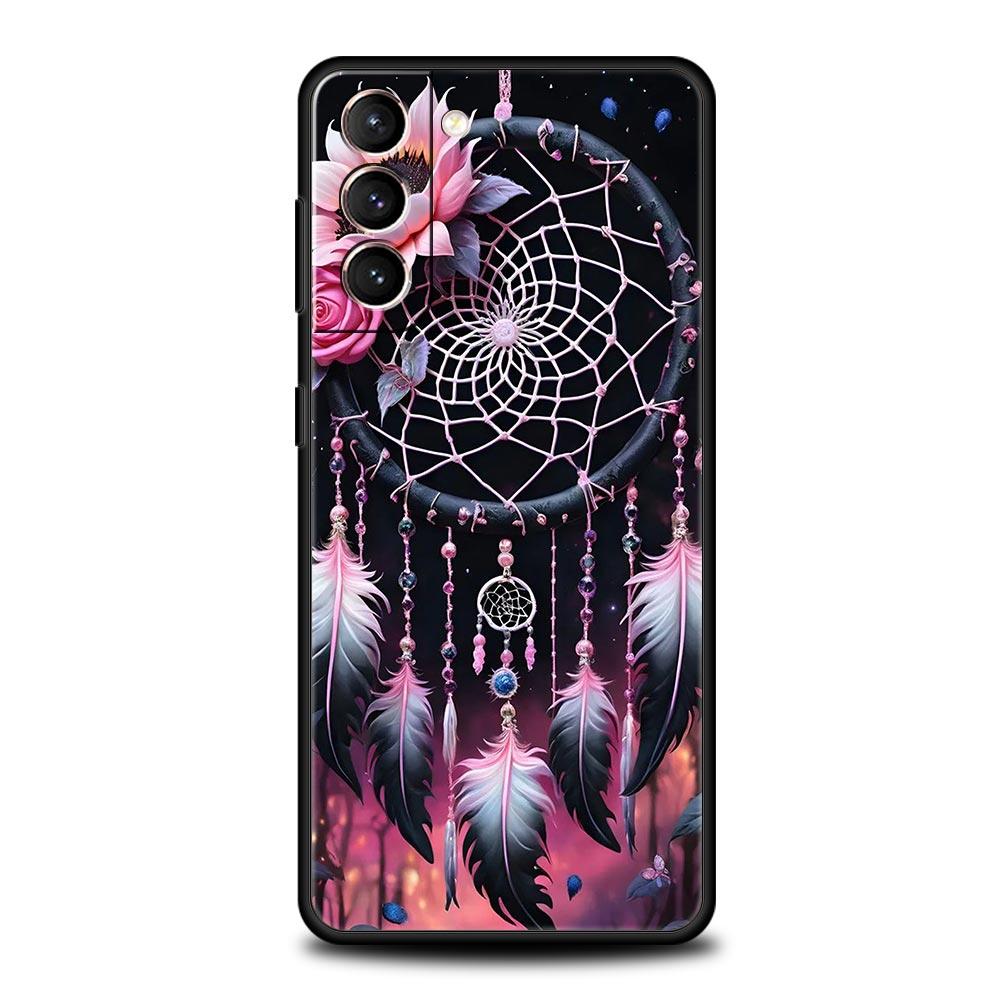 Cute Mandala Dreamcatcher Phone Case For Samsung Galaxy S26 Ultra S25 Plus S24 FE S23 S22 5G S21 S20 Cover Black Soft