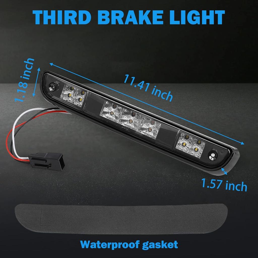 3Rd Third Brake Light For 1992 1993 1994 1995 1996 1997 Ford F150 F250 F350 Bronco High Mount Stop Light Assembly LED Smoked Cargo Lamp Accessories