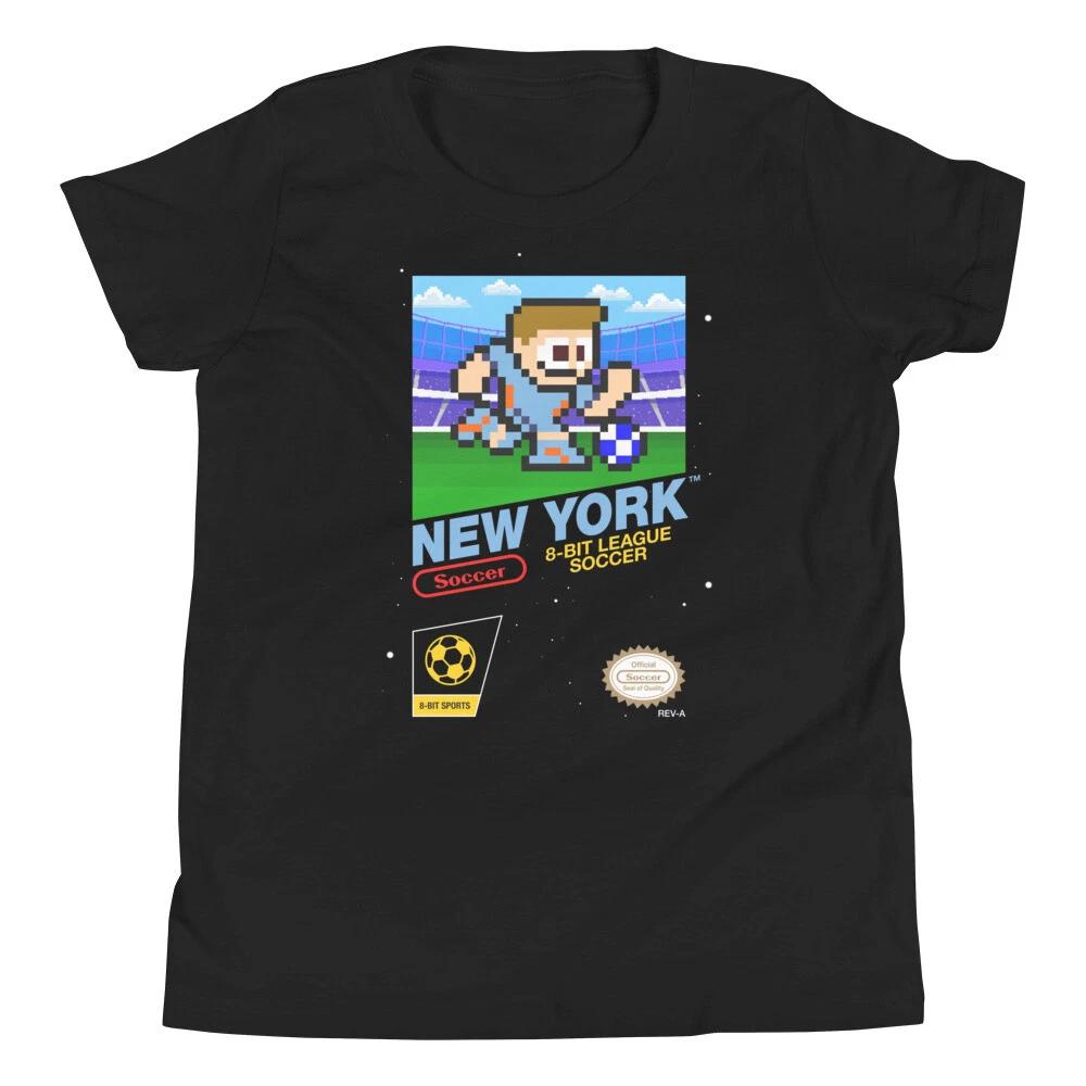 

New York City FC 8-bit Vintage Retro League Soccer Jersey Youth Kid Boys T-Shirt XL