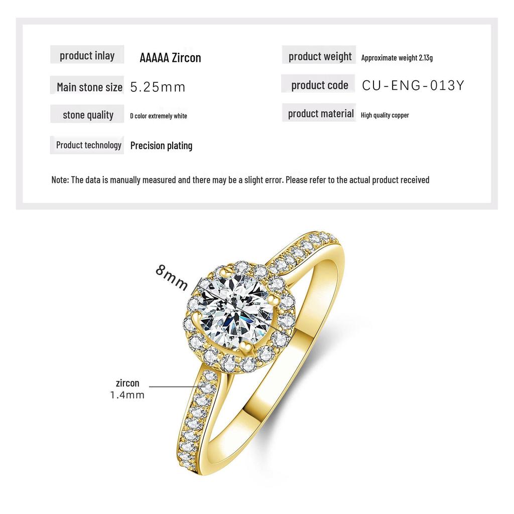 Women's Light Luxury Round Diamond Zircon Ring – Elegant Micro-Pave Fashion Accessory