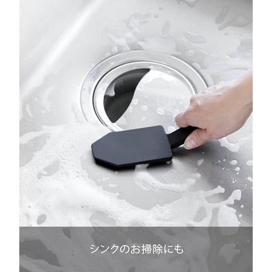 Yamazaki Magnet Handle Silicone Sponge Black Tower 1886 Approximately W6D19.5H6.5cm Dishwasher Safe Floating Storage Pre-wash Kitchen Brush