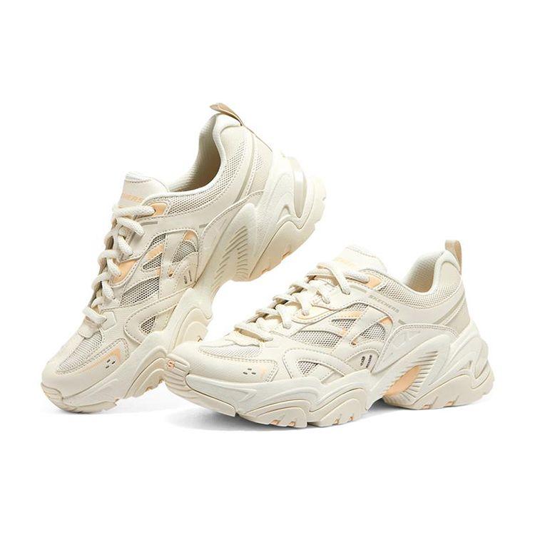 Skechers Stamina V2 Mecha Shoes 2nd Generation Fabric Synthetic Leather Fashion Casual Low-Top Dad Shoes Women Sneakers Natural 896093-NAT