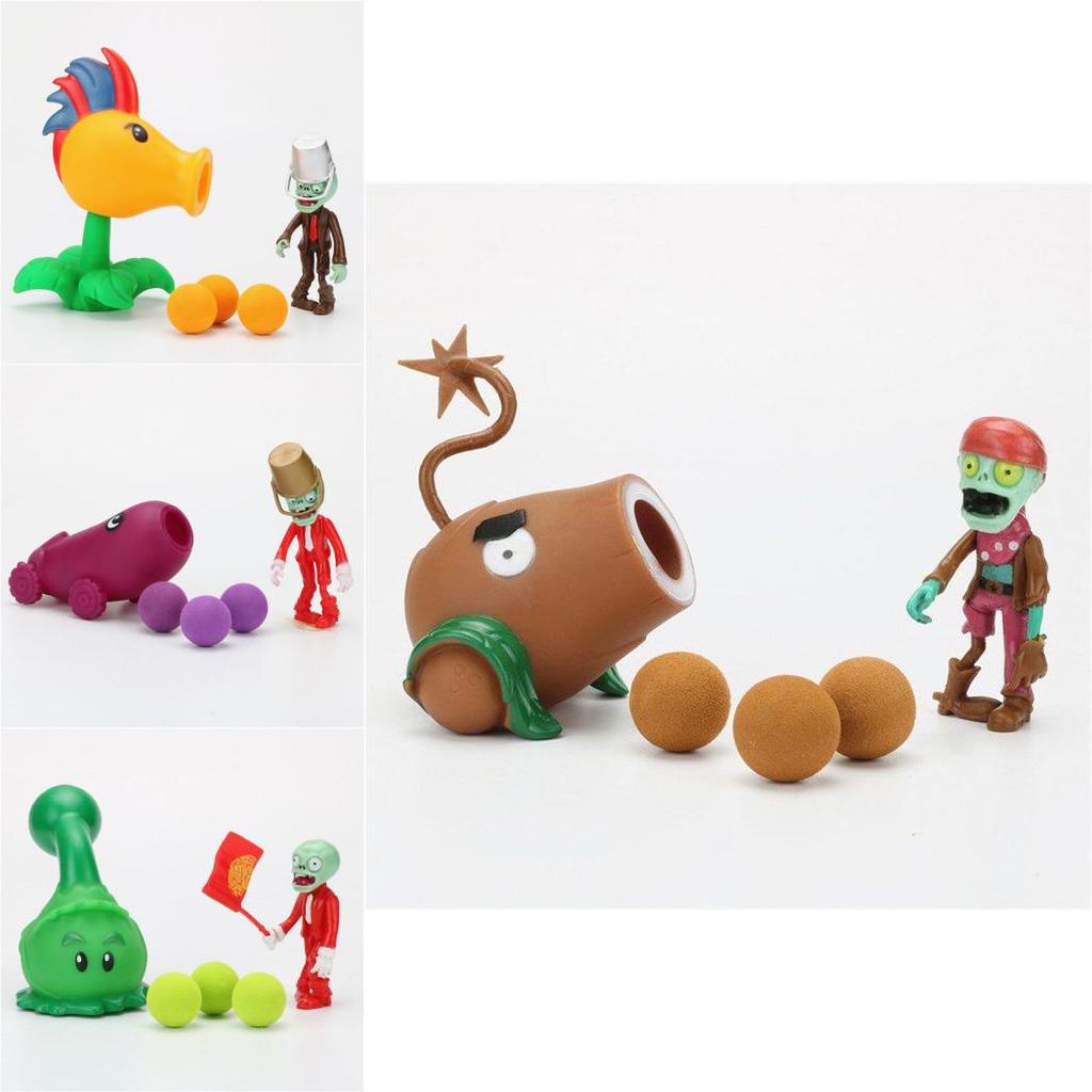 Pvz Plantas Vs Zombis Lanzaguisantes Figura de Acción de PVC Decoración de Madera de Pascua Para Niños
