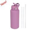 1L Stainless Steel Vacuum Insulated Water Bottle With Handle Straw Lid Outdoor Sports Travel