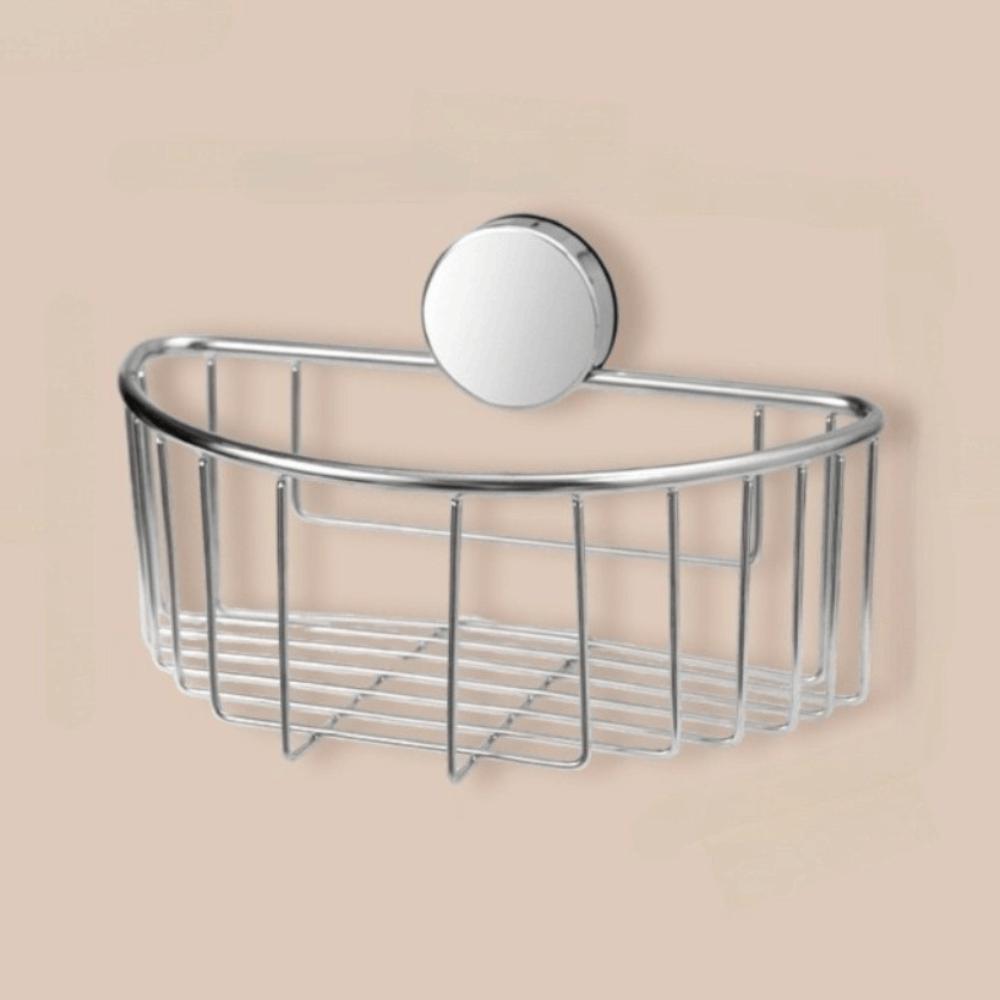 Stainless Steel Suction Cup Storage Rack Hollow-out Tissue Holder Bathroom Organizer Shelf Home