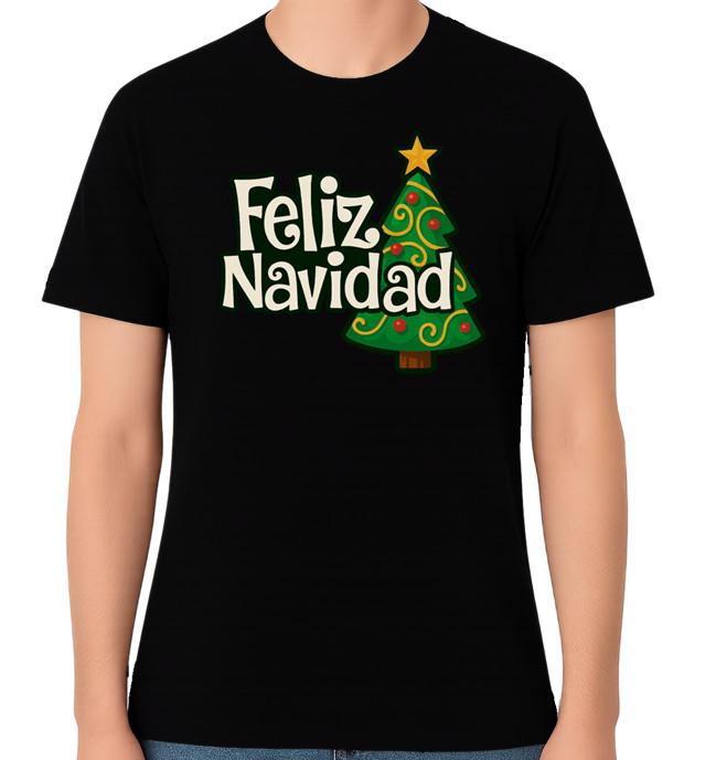 

Feliz Navidad Unisex T-Shirt Santa Xmas Men Ladies Top Merry Christmas Tree Tee S разноцветный