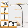 Büro LED Schreibtischlampe, Augenfreundliches Schreibtischlicht mit 3 Farbmodi, 10 Helligkeitsstufen, Verstellbarer flexibler Schwanenhals, 18W DC12V Schreibtischlampe mit Klemme