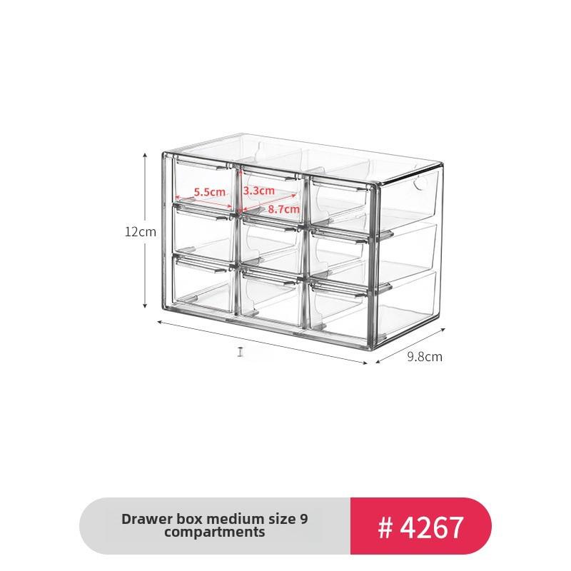 Desktop Transparent Storage Box for Sundries, Cosmetics, Stationery, Tableware with Mirror Cabinet