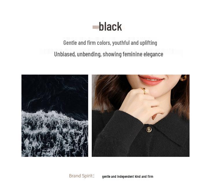 Women's POLO Collar Cashmere Knit Cardigan - 2026 Autumn/Winter Collection, Gentle Style, Solid Color, Single-Breasted.