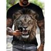 Summer Men's T-Shirt Lion Animal Cartoon Printed Pattern Outdoor Short Sleeve Size Loose Oversized T-Shirt for Men's Shirts Tops