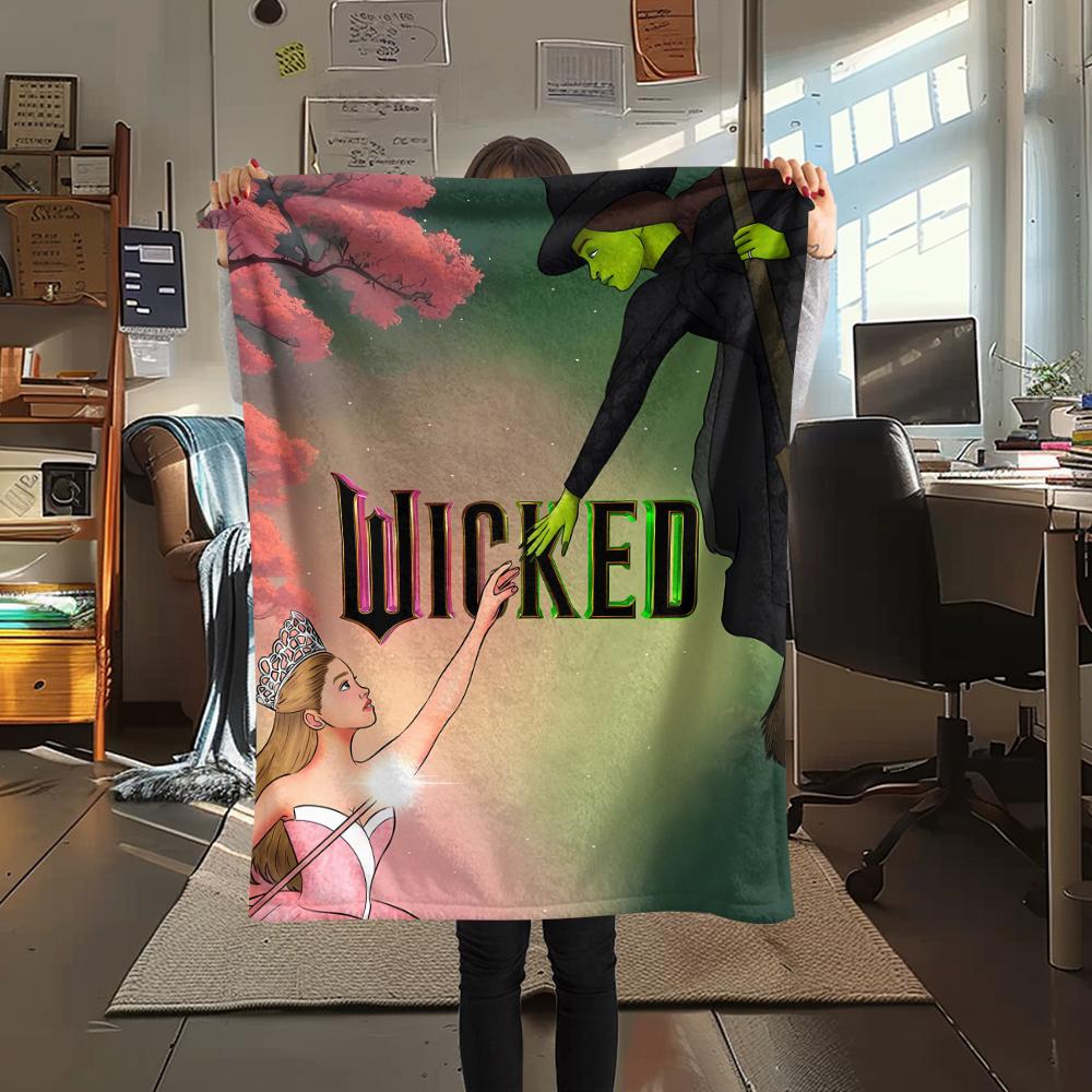 1PC Wicked Print Flannel Blanket, High quality All Seasons, Home Decor, Warmth and Comfort, Perfect for Christmas Gifts