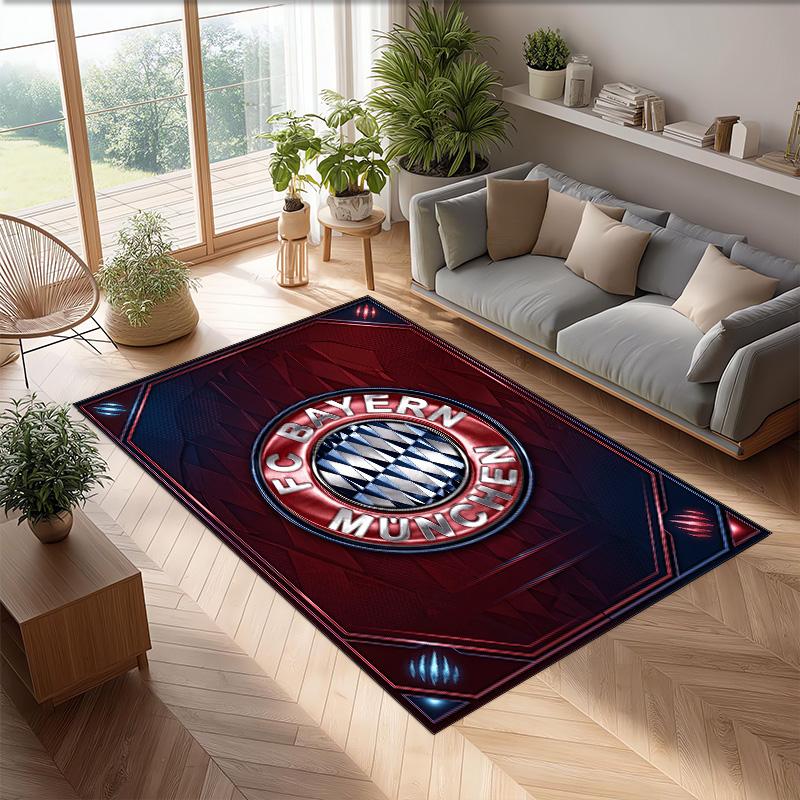 Alfombra Suave de Área con Patrón de Fútbol del Bayern de Múnich, Alfombra de Suelo Interior Antideslizante, Esterilla Decorativa Deportiva para Dormitorio