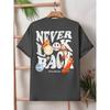 Never Look Back Creative Smile Skull Printing Cartoons Street Print Tshirt Man Loose Tee Clothes Cotton Crewneck Tops T-Shirt
