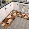 1 szt. skóra bydlęca brązowy nadruk miękki dywanik kuchenny antyzmęczeniowy dywanik kuchenny wodoodporny antypoślizgowy zestaw dywaników dywanik nocny dywanik chłonny do kuchni
