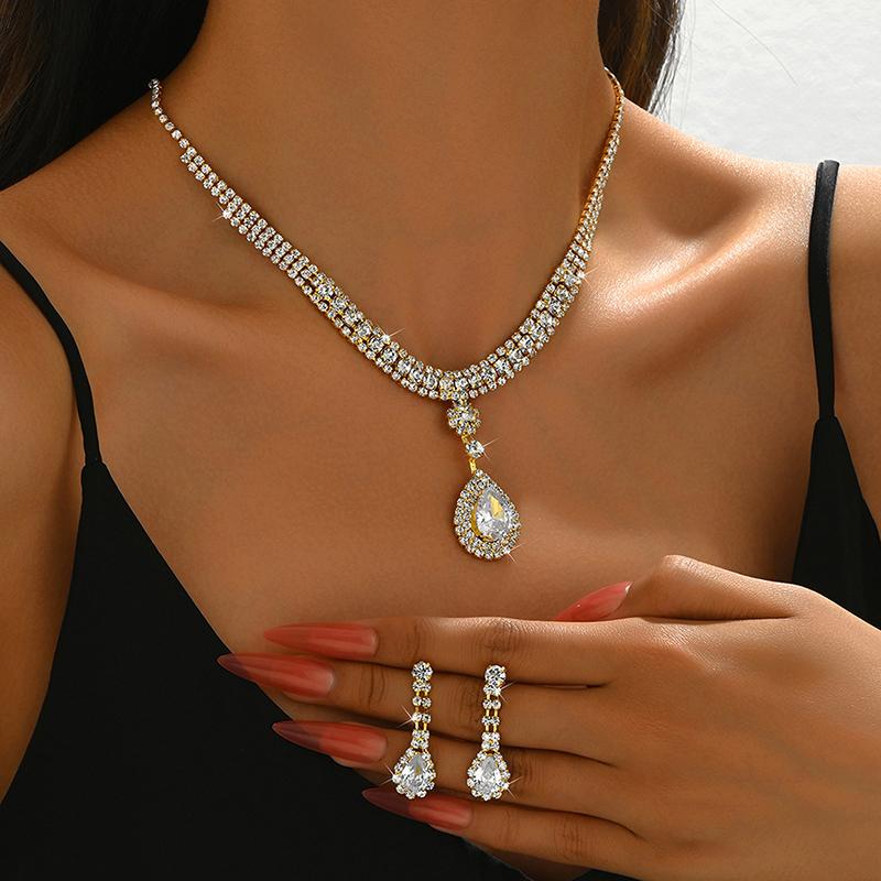 1Set  Bridal Jewelry Sets For Women Simple Earring Necklace Set Exquisite  Necklaces Earrings Set Gifts