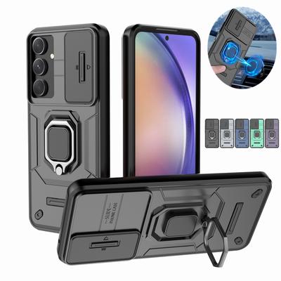 Voor Samsung Galaxy A56 5G Hoes Schokbestendig Magnetische Ringhouder Armor Case Voor Galaxy A56 A 56 Schuiflens Camera Beschermhoes