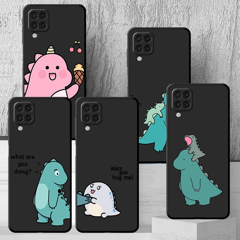 Roztomilý pouzdro s malým dinosaurem pro Samsung Galaxy A52 A12 A32 A51 A21s A71 A13 A53 A22 A31 A72 A03 A02s A41 Černý kryt na telefon