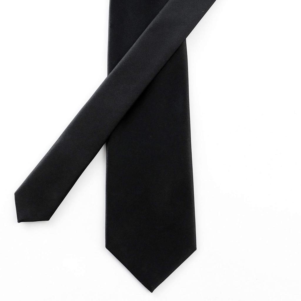 Formal Black Made In Solid Black Satin Memorial Service [FORMAL] Tie, Japan, Silk, Water-Repellent, Funeral, Wake, (A Regular)