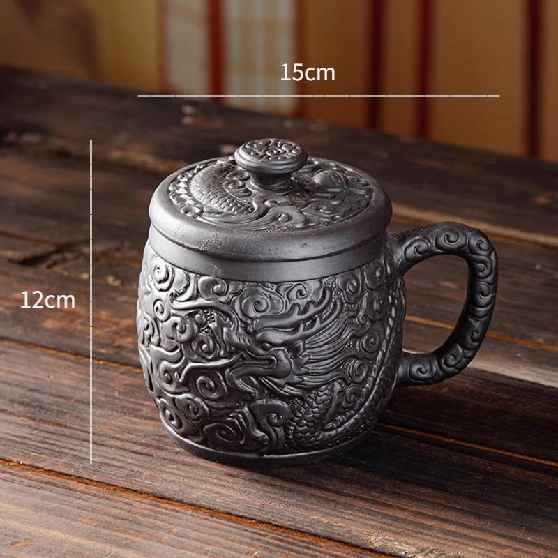 

600ml Zhu Ni Large Capacity Tea Cup Household Chinese Purple Clay Tea Cup with Lid Office Water Cup Mug Drinking Utensils 600ml