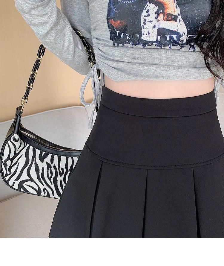 2024 Fashion High Waist Black Pleated A-line Mini Skirt for Women - Spring, Summer, Autumn