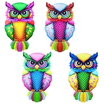 Delicate Uil Muurbeeld Figurine Muur Figurine Muur Decoratief Requisiet IJzer Materiaal Uil Muurbeeld Uil Muurfiguren