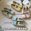 2025 summer Korean round head shallow mouth soft sole Mary Jane shoes casual cowhide one word belt single shoes flat shoes women's tide